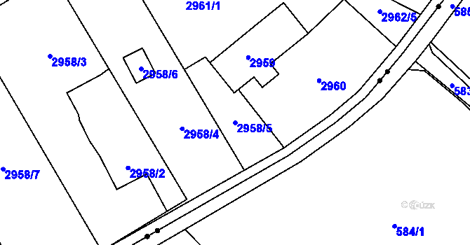 Parcela st. 2958/5 v KÚ Radvanice, Katastrální mapa