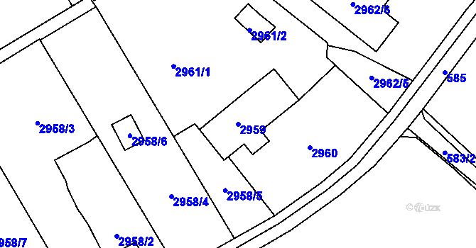Parcela st. 2959 v KÚ Radvanice, Katastrální mapa