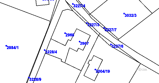 Parcela st. 2967 v KÚ Radvanice, Katastrální mapa