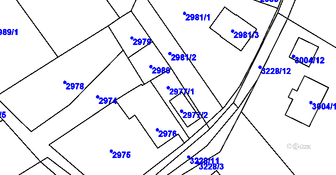 Parcela st. 2977/1 v KÚ Radvanice, Katastrální mapa