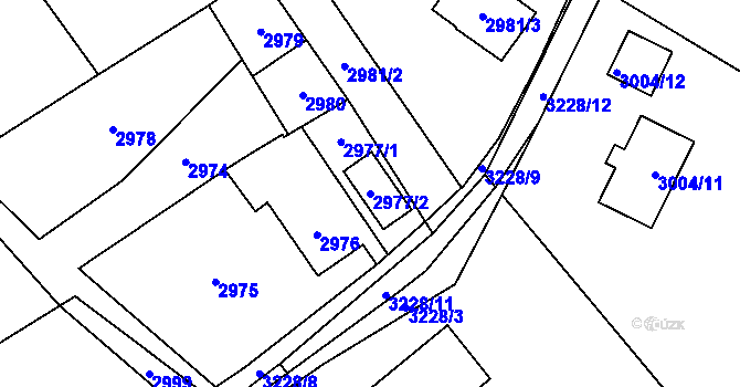 Parcela st. 2977/2 v KÚ Radvanice, Katastrální mapa