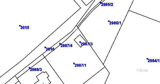 Parcela st. 2987/3 v KÚ Radvanice, Katastrální mapa