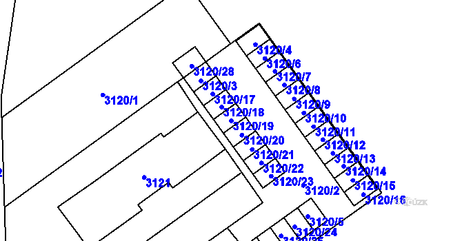 Parcela st. 3120/19 v KÚ Radvanice, Katastrální mapa