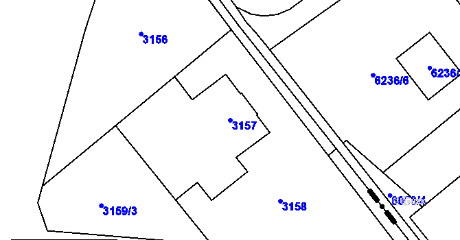 Parcela st. 3157 v KÚ Radvanice, Katastrální mapa