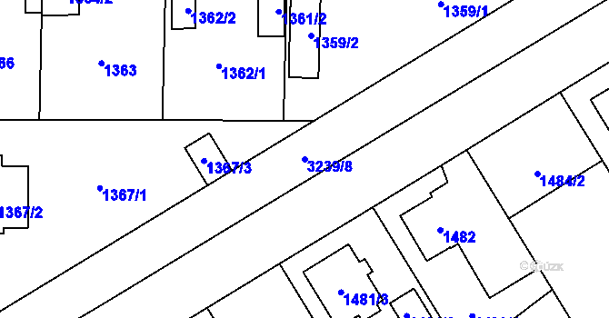 Parcela st. 3239/8 v KÚ Radvanice, Katastrální mapa