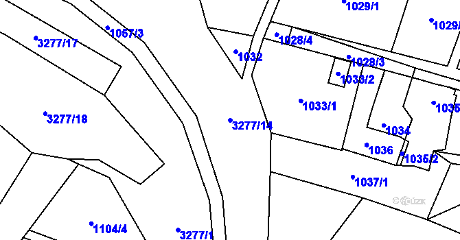 Parcela st. 3277/14 v KÚ Radvanice, Katastrální mapa