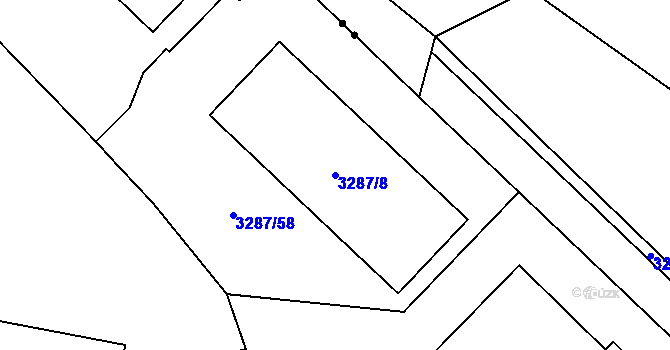 Parcela st. 3287/8 v KÚ Radvanice, Katastrální mapa
