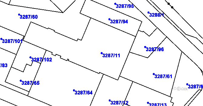 Parcela st. 3287/11 v KÚ Radvanice, Katastrální mapa