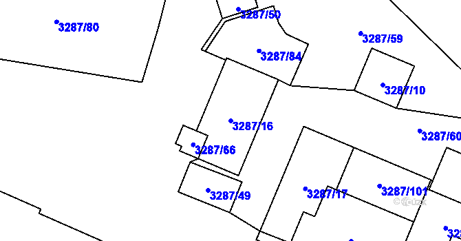 Parcela st. 3287/16 v KÚ Radvanice, Katastrální mapa