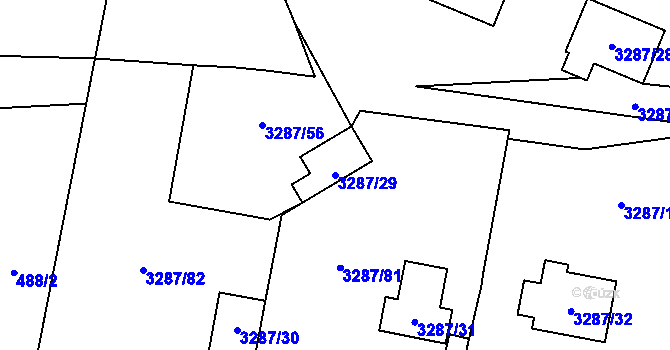 Parcela st. 3287/29 v KÚ Radvanice, Katastrální mapa