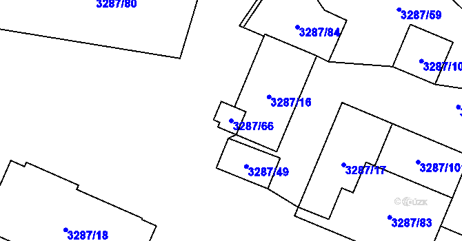 Parcela st. 3287/66 v KÚ Radvanice, Katastrální mapa