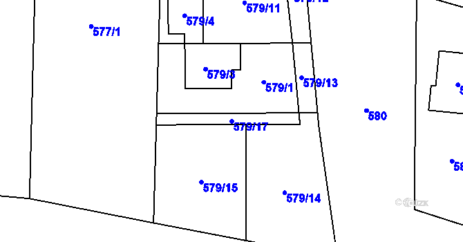 Parcela st. 579/17 v KÚ Radvanice, Katastrální mapa