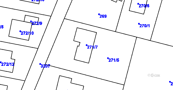 Parcela st. 271/7 v KÚ Radvanice, Katastrální mapa