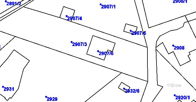 Parcela st. 2907/6 v KÚ Radvanice, Katastrální mapa