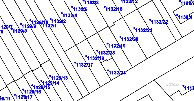 Parcela st. 1132/23 v KÚ Radvanice, Katastrální mapa