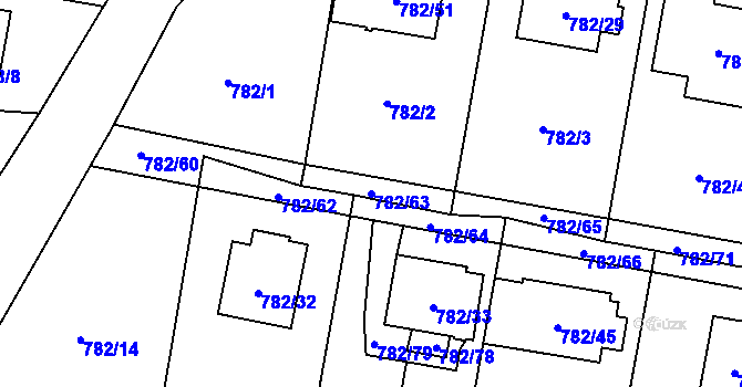 Parcela st. 782/63 v KÚ Radvanice, Katastrální mapa