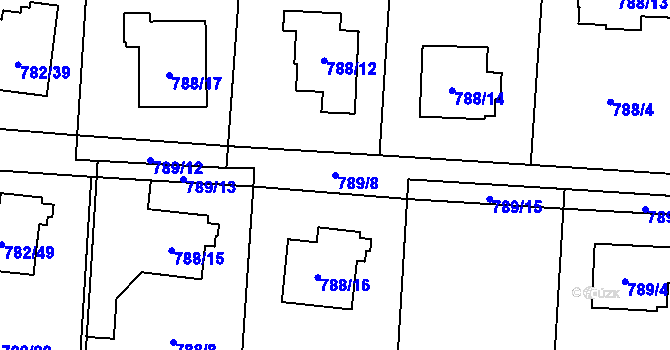 Parcela st. 789/8 v KÚ Radvanice, Katastrální mapa
