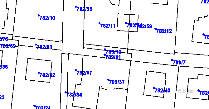 Parcela st. 789/11 v KÚ Radvanice, Katastrální mapa