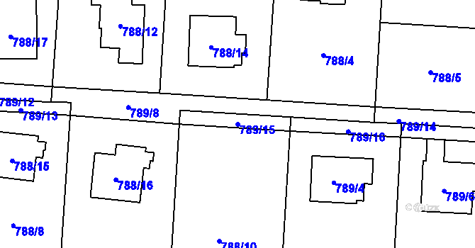 Parcela st. 789/15 v KÚ Radvanice, Katastrální mapa