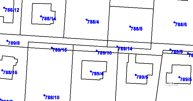 Parcela st. 789/16 v KÚ Radvanice, Katastrální mapa