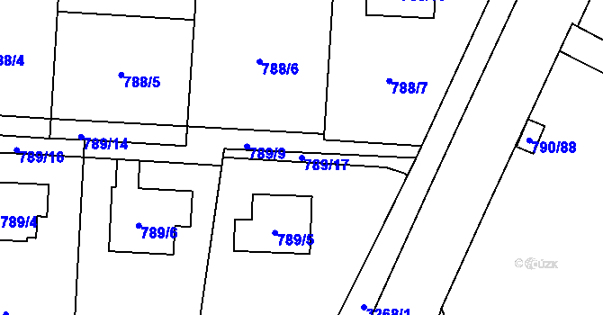 Parcela st. 789/17 v KÚ Radvanice, Katastrální mapa