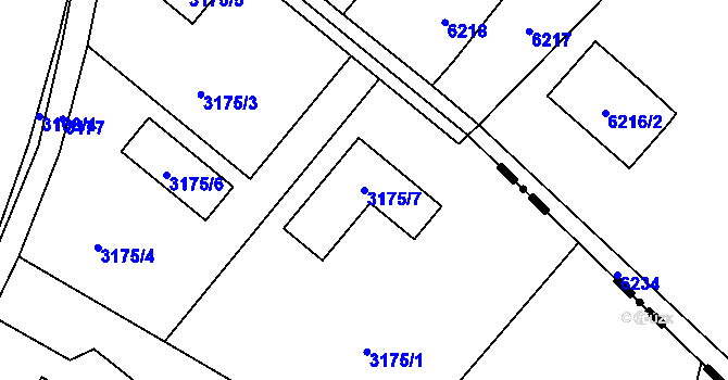 Parcela st. 3175/7 v KÚ Radvanice, Katastrální mapa