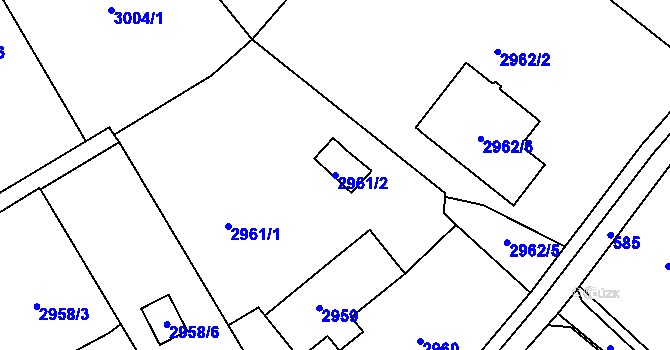 Parcela st. 2961/2 v KÚ Radvanice, Katastrální mapa