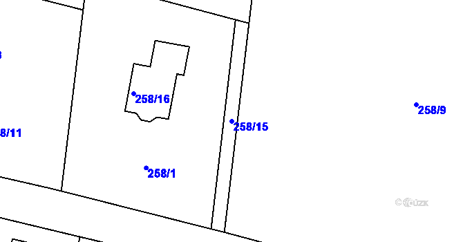Parcela st. 258/15 v KÚ Radvanice, Katastrální mapa