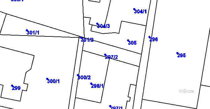Parcela st. 297/2 v KÚ Radvanice, Katastrální mapa