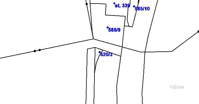 Parcela st. 520/3 v KÚ Radvanice, Katastrální mapa