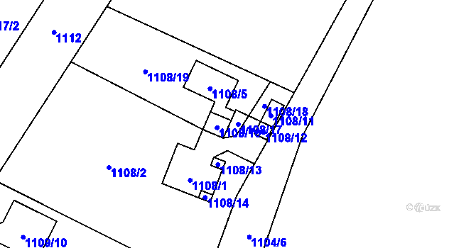 Parcela st. 1108/17 v KÚ Radvanice, Katastrální mapa