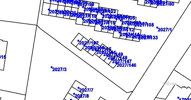 Parcela st. 2027/144 v KÚ Radvanice, Katastrální mapa