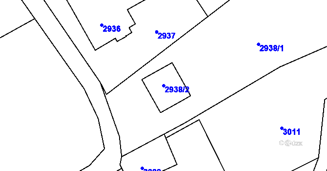 Parcela st. 2938/2 v KÚ Radvanice, Katastrální mapa