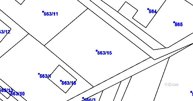 Parcela st. 563/15 v KÚ Bartovice, Katastrální mapa