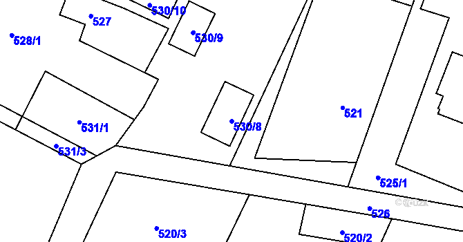 Parcela st. 530/8 v KÚ Bartovice, Katastrální mapa