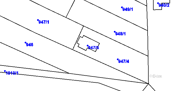 Parcela st. 947/5 v KÚ Bartovice, Katastrální mapa