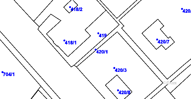 Parcela st. 420/1 v KÚ Bartovice, Katastrální mapa