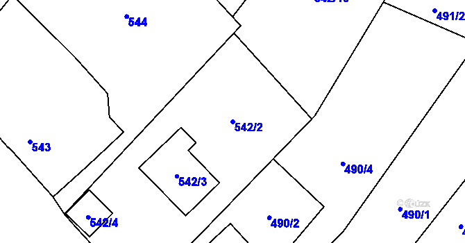 Parcela st. 542/2 v KÚ Bartovice, Katastrální mapa