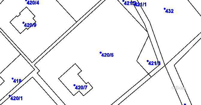 Parcela st. 420/5 v KÚ Bartovice, Katastrální mapa