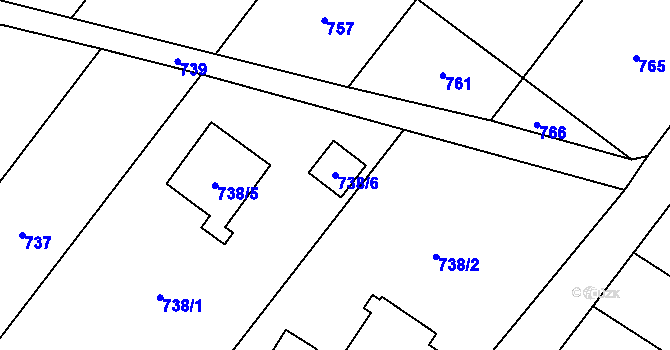Parcela st. 738/6 v KÚ Bartovice, Katastrální mapa