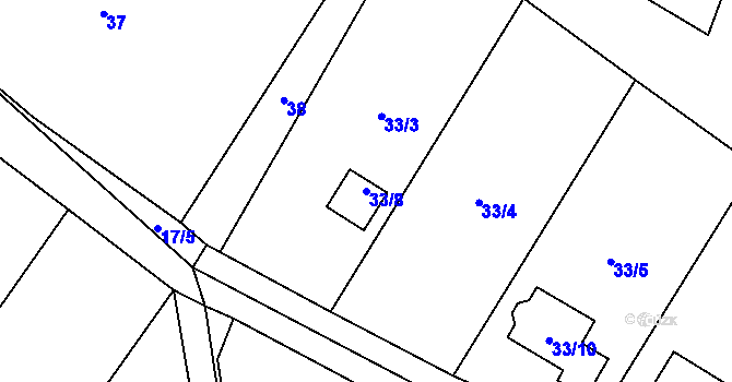 Parcela st. 33/8 v KÚ Bartovice, Katastrální mapa