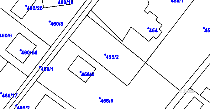 Parcela st. 455/2 v KÚ Bartovice, Katastrální mapa