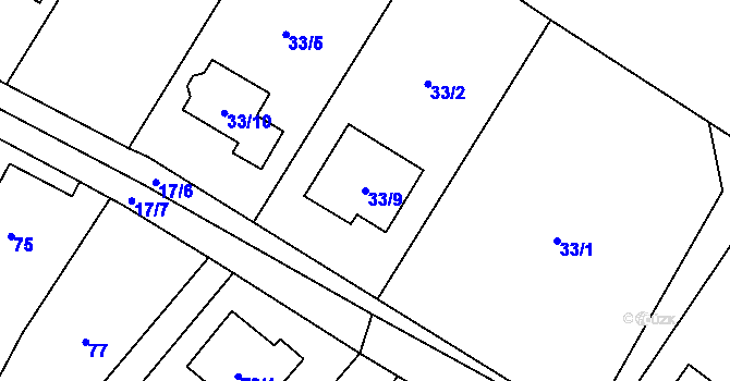 Parcela st. 33/9 v KÚ Bartovice, Katastrální mapa