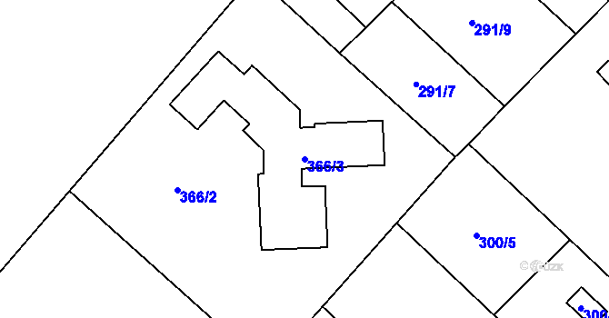 Parcela st. 366/3 v KÚ Bartovice, Katastrální mapa