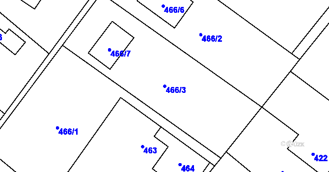 Parcela st. 466/3 v KÚ Bartovice, Katastrální mapa