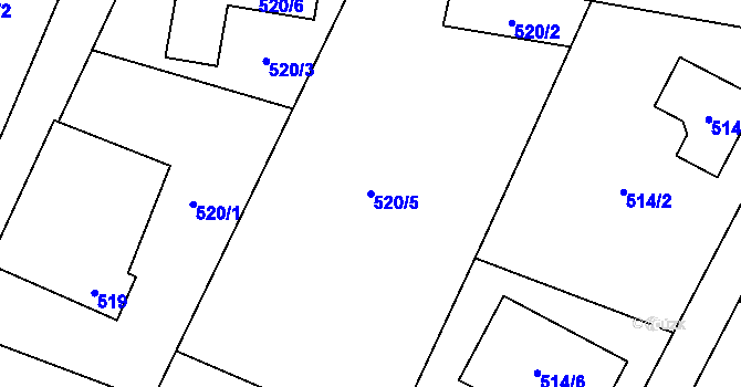 Parcela st. 520/5 v KÚ Bartovice, Katastrální mapa