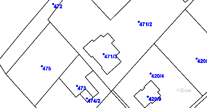 Parcela st. 471/3 v KÚ Bartovice, Katastrální mapa