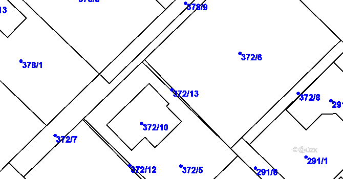 Parcela st. 372/13 v KÚ Bartovice, Katastrální mapa