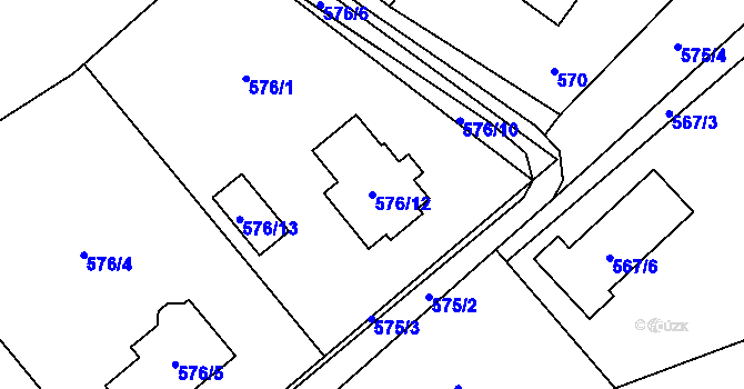 Parcela st. 576/12 v KÚ Bartovice, Katastrální mapa