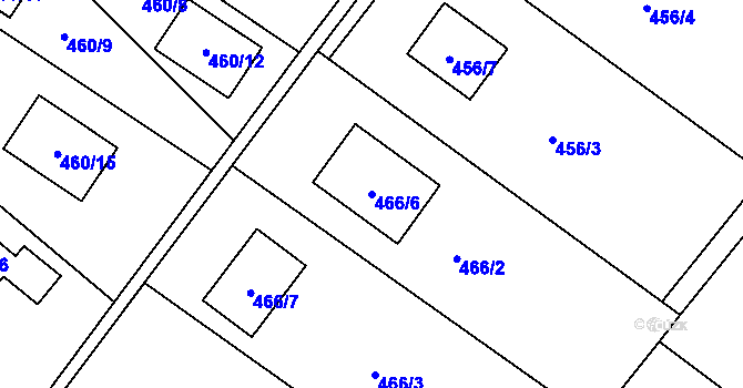 Parcela st. 466/6 v KÚ Bartovice, Katastrální mapa